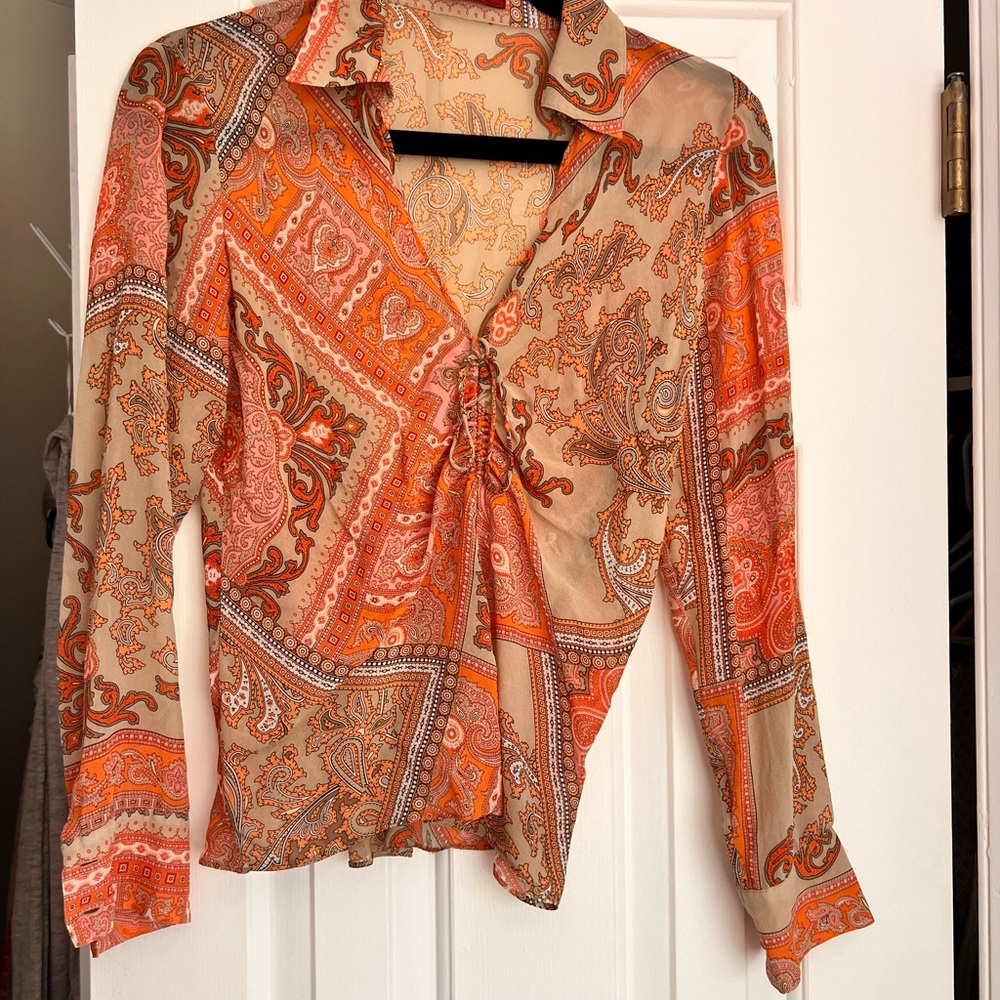 Anthropologie Sheer Silk Paisley Blouse - Picture 5 of 7